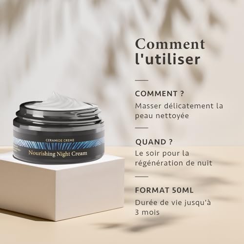 Satin Naturel Crème de Nuit Visage 50 ml - Hydratante Réparatrice pour Peaux Sensibles avec Céramides & Aloe Vera
